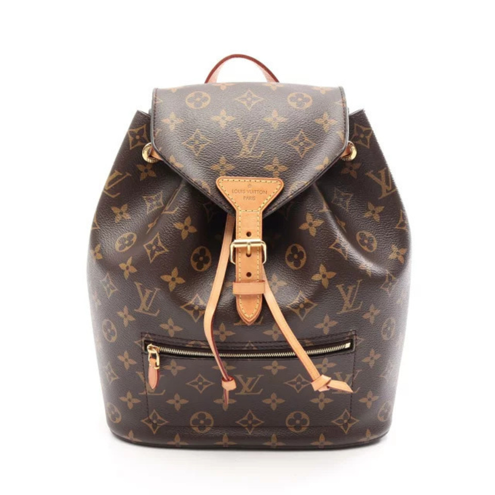 Louis Vuitton Montsouris Monogram Backpack Rucksack Bag Canvas Leather Brown